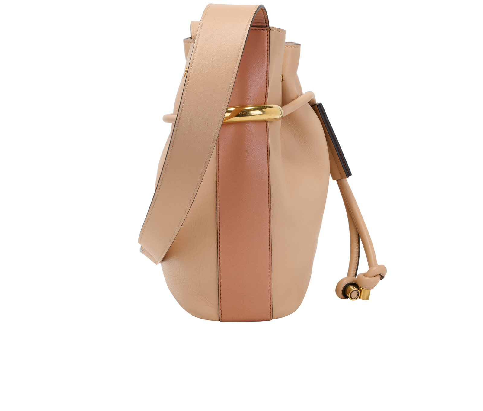 Emma Bucket Bag, &pound;450, Handbags, Beige, Leather, Side view